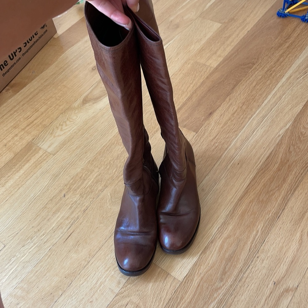 Brown leather Prada boots